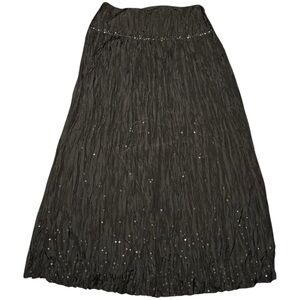 Talbots NWT Silk Brown Boho Maxi Skirt Sequin Beaded Flowy Spring Skirt